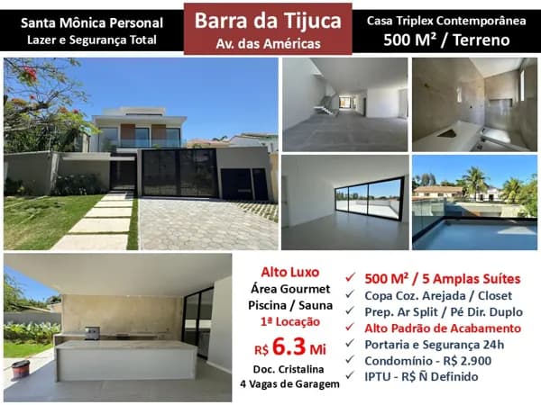 Casa Barra da Tijuca Santa Mônica Personal 500M²