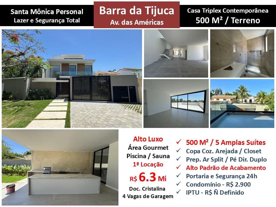 Casa Barra da Tijuca Santa Mônica Personal 500M²