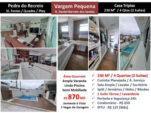Casa Vargem Pequena Pedra do Recreio 230M²