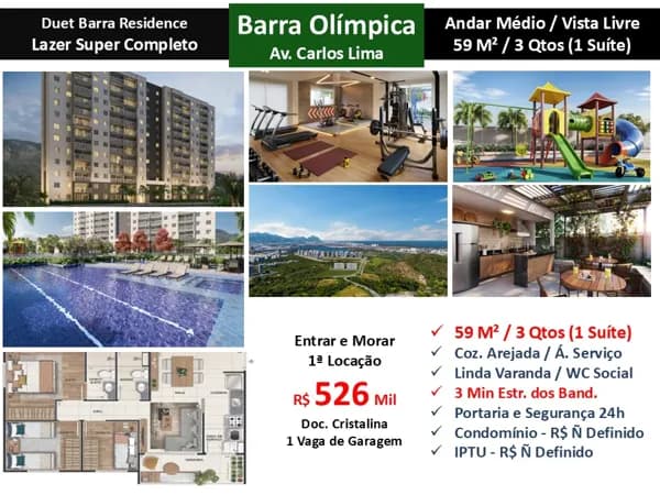 Apto Barra Olímpica Carlos Lima Duet Barra Residence 59M²