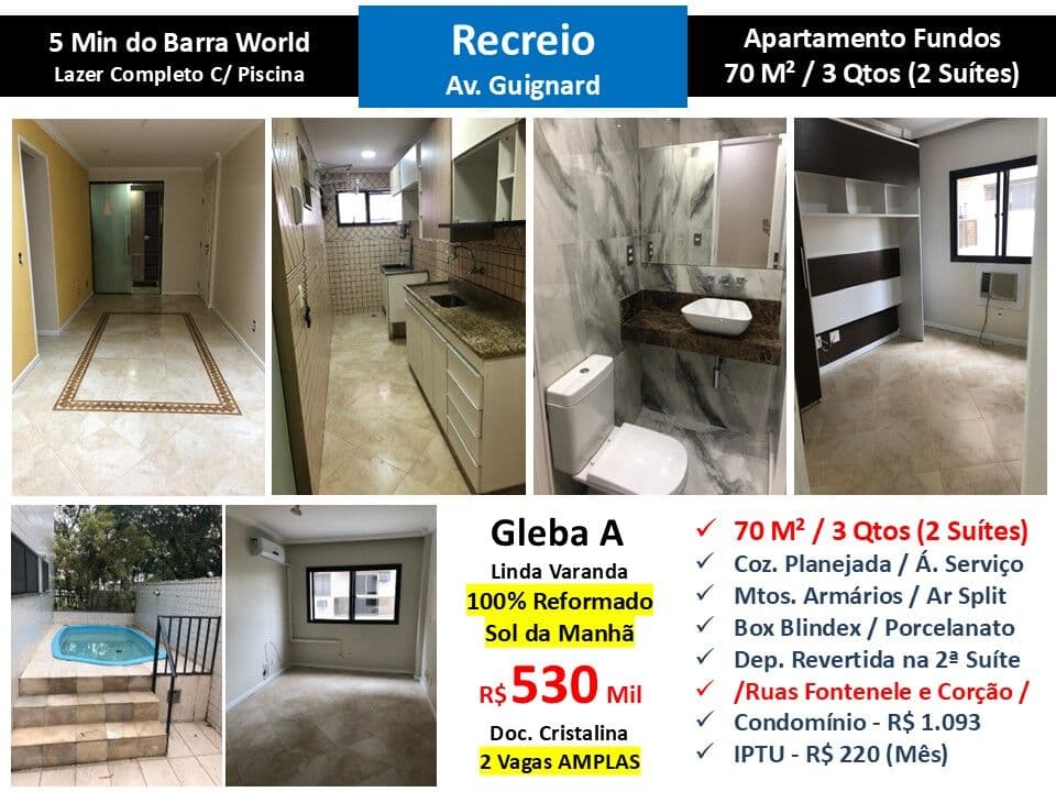 Apto Recreio Gleba A Guignard 70M² 2