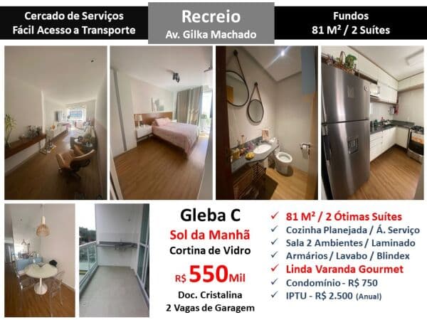 Apto Recreio Gleba C Gilka Machado 81M²