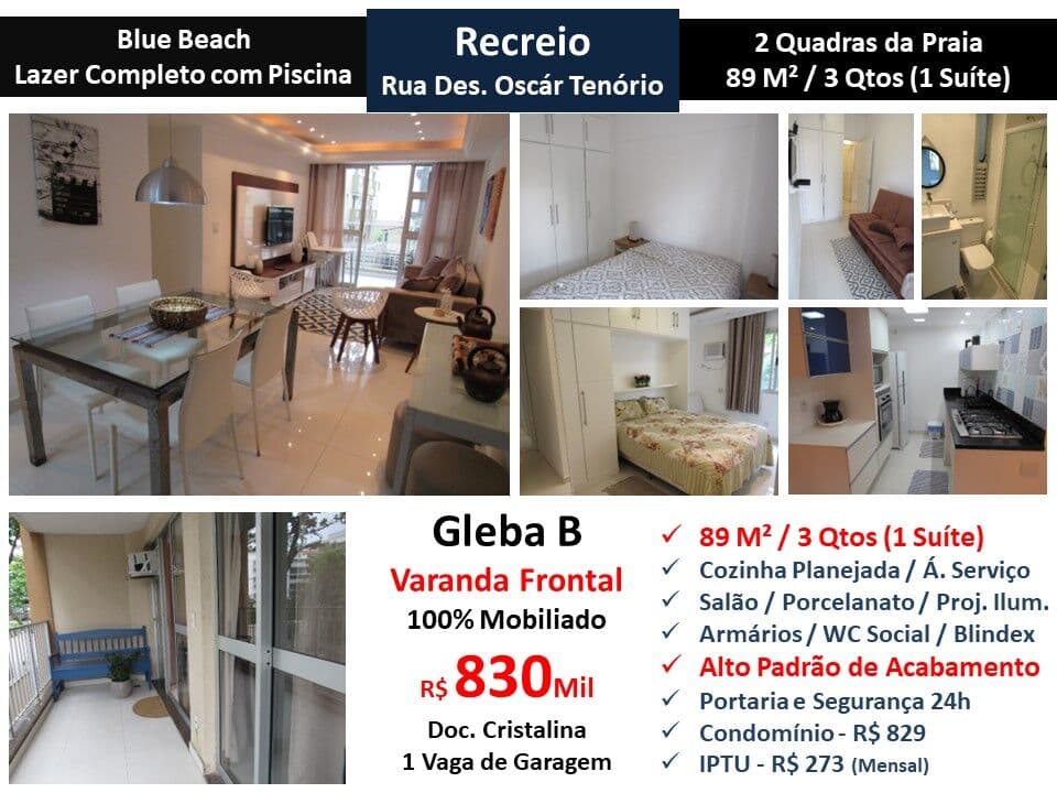 Apto Recreio Gleba B Oscar Tenório 89M²