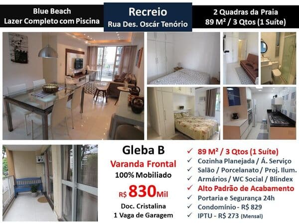 Apto Recreio Gleba B Oscar Tenório 89M²