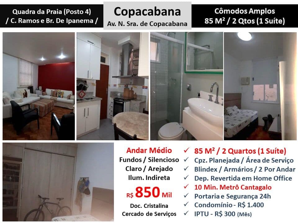 Apto Copacabana N.S de Copacabana 85M²