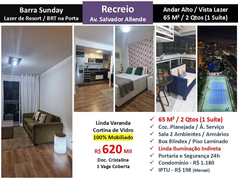 Apto Recreio Barra Sunday 65M²