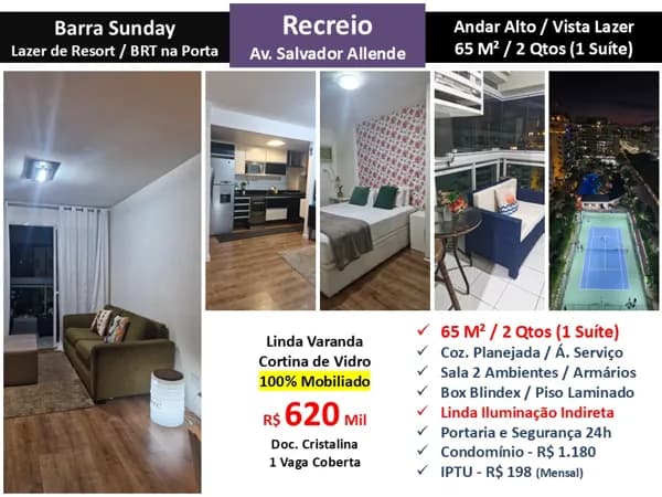 Apto Recreio Barra Sunday 65M²