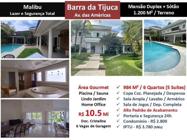 Casa Barra da Tijuca Malibu 984M²