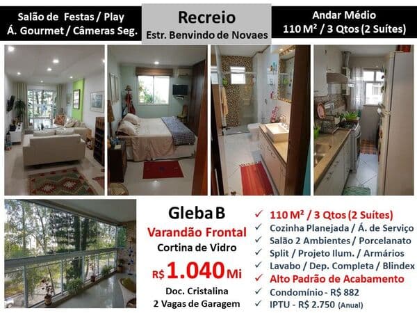 Apto Recreio Gleba B Benvindo de Novaes 110M²