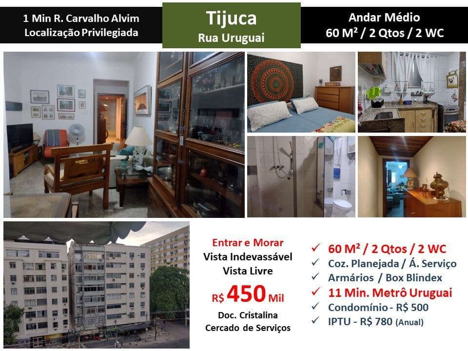 Apto Tijuca Rua Uruguai 60M²