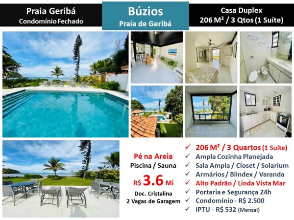 Casa Buzios Geribá Solemar 206M²