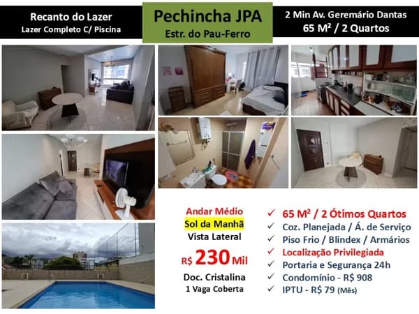Apto JPA Pechincha Pau Ferro Recanto do Lazer 65M²
