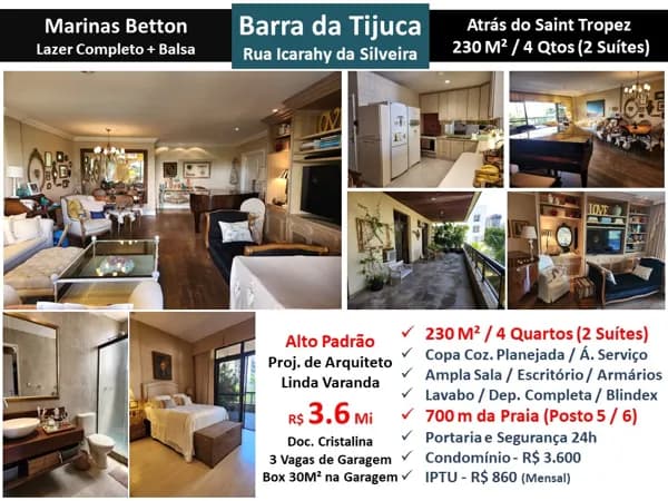 Apto Barra da Tijuca ABM Marinas Betton 230M²