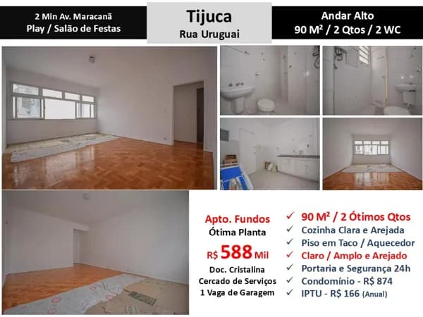 Apto Tijuca Rua Uruguai 90M²