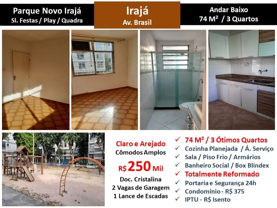Apto Irajá Brasil Parque Novo 74M²