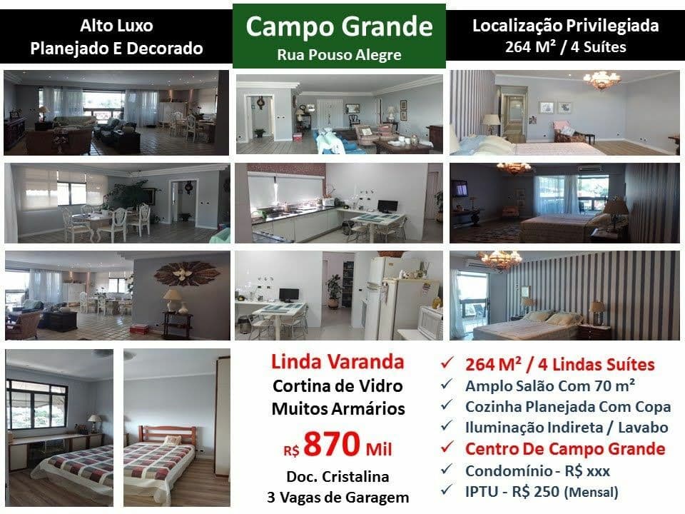 Apto Campo Grande Pouso Alegre 264M²