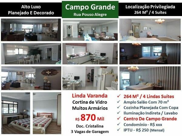 Apto Campo Grande Pouso Alegre 264M²