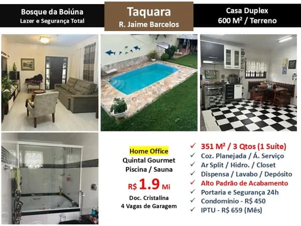 Casa JPA Taquara Bosque da Boiúna 351M²