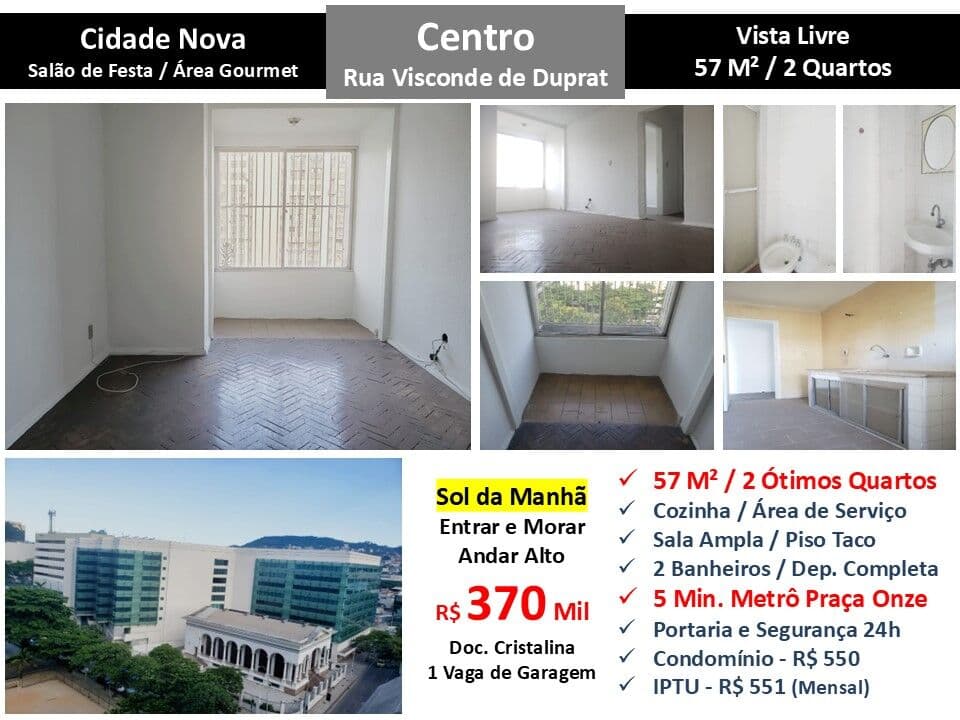 Apto Centro Cidade Nova Visconde de Duprat 57M²