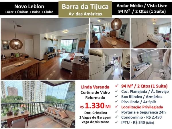 Apto Barra da Tijuca Novo Leblon 94M²