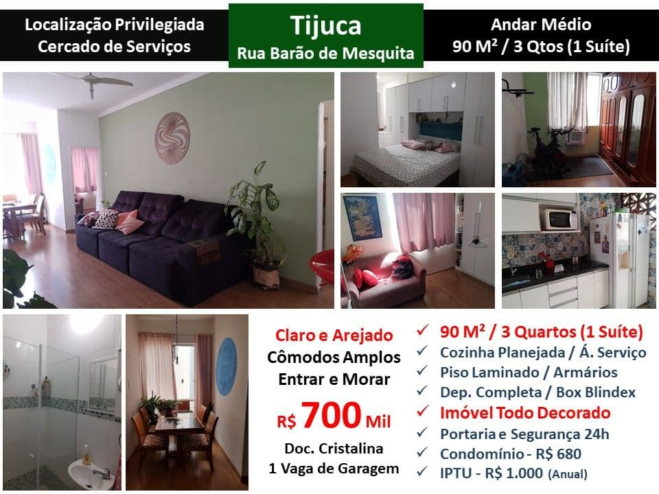 Apto Tijuca Barão de Mesquita 90M²