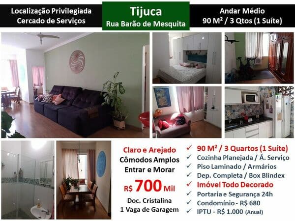 Apto Tijuca Barão de Mesquita 90M²