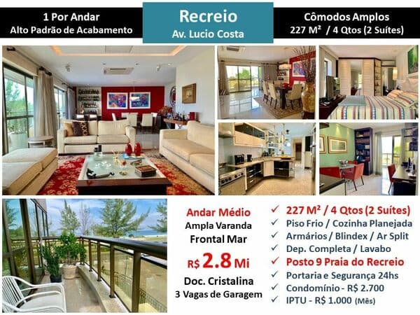 Apto Recreio Praia Lucio Costa 227M²