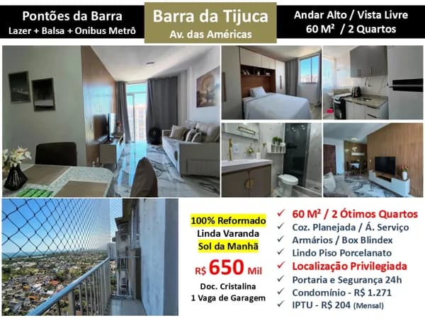 Apto Barra da Tijuca Barra Sul Pontões 60M²