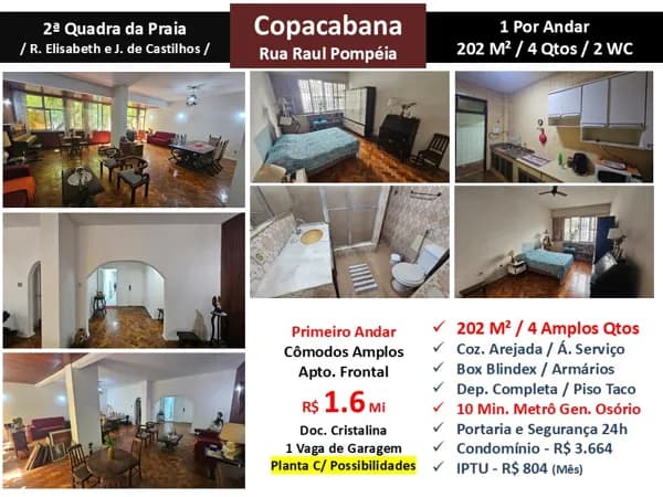 Apto Copacabana Raul Pompéia 202M²