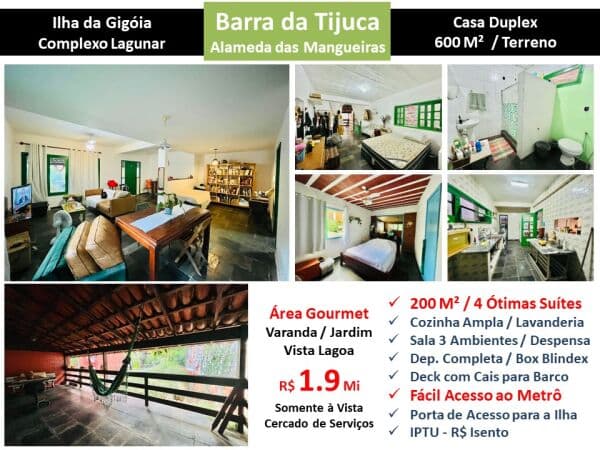 Casa Barra da Tijuca Ilha da Gigóia 200M²