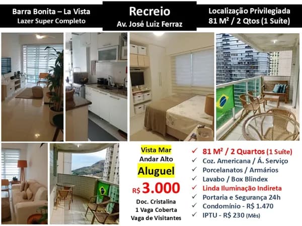 Apto Recreio Barra Bonita La Vista 81M²