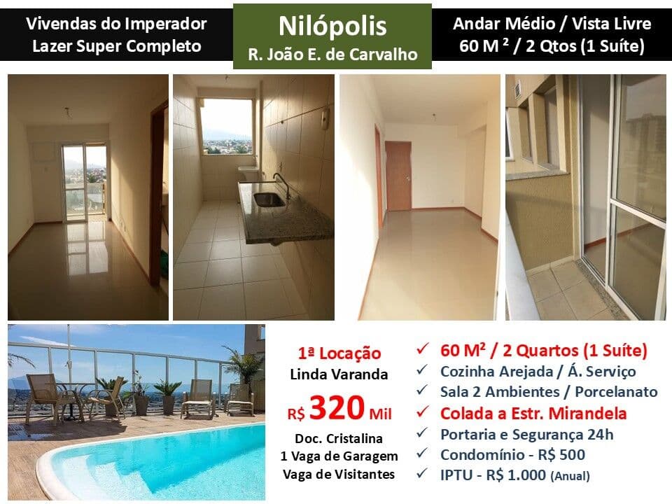 Apto Nilópolis Vivendas do Imperador 60M² 2