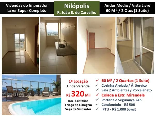 Apto Nilópolis Vivendas do Imperador 60M² 2
