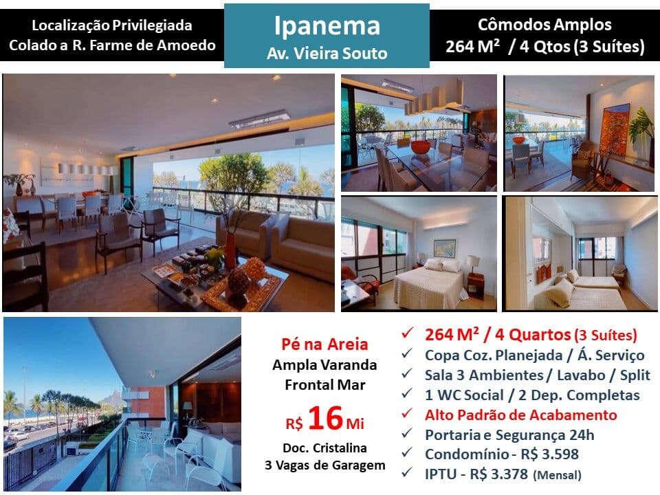 Apto Ipanema Praia Vieira Souto 264M²