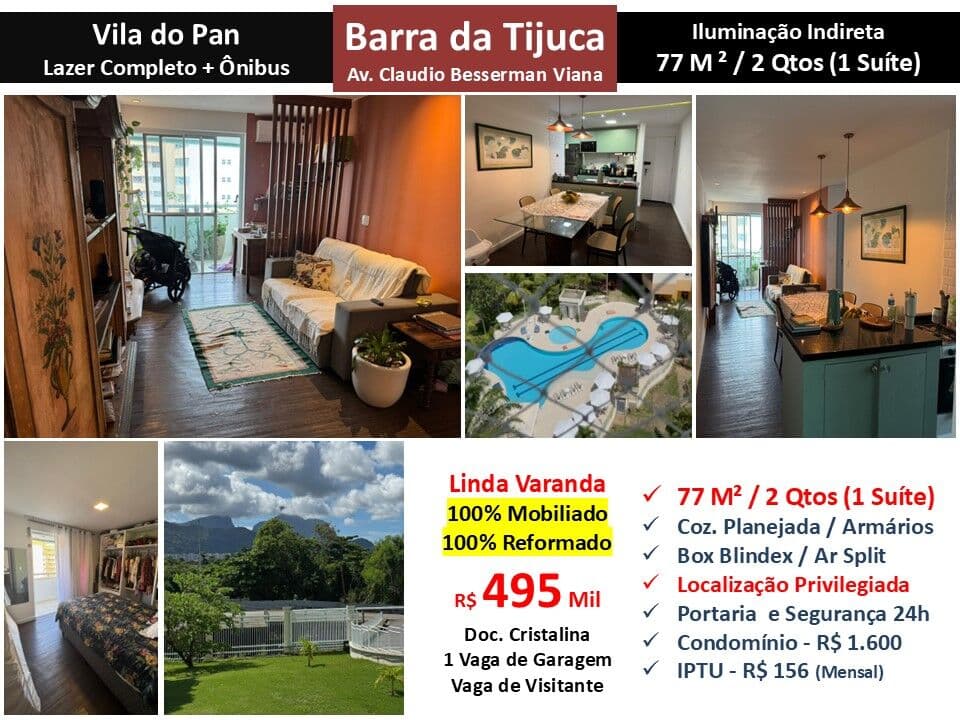 Apto Barra da Tijuca Vila do Pan 77M²