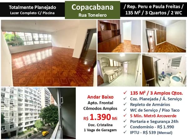 Apto Copacabana Tonelero 135M²