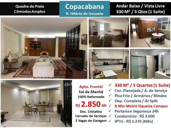 Apto Copacabana Hilário de Gouveia 330M²