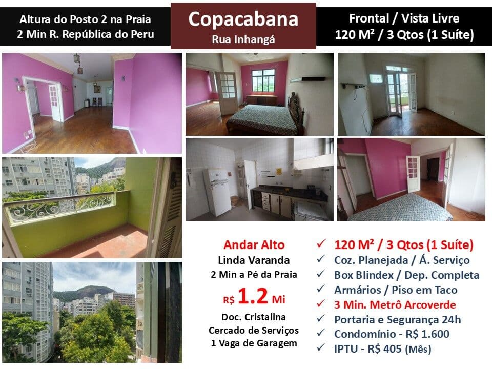 Apto Copacabana Inhangá 120M²