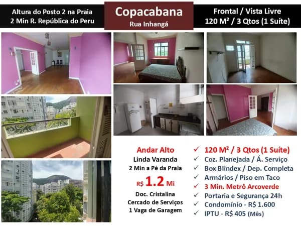 Apto Copacabana Inhangá 120M²