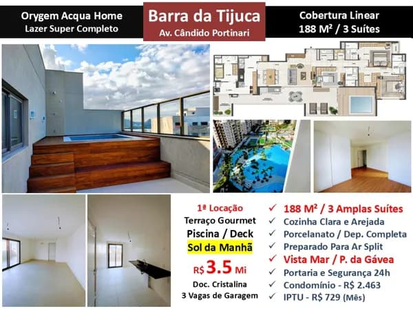 Cob Barra da Tijuca Orygem Acqua Home 188M² Linear
