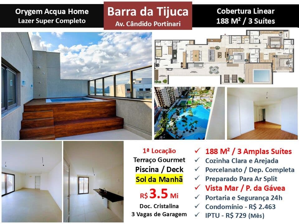 Cob Barra da Tijuca Orygem Acqua Home 188M² Linear