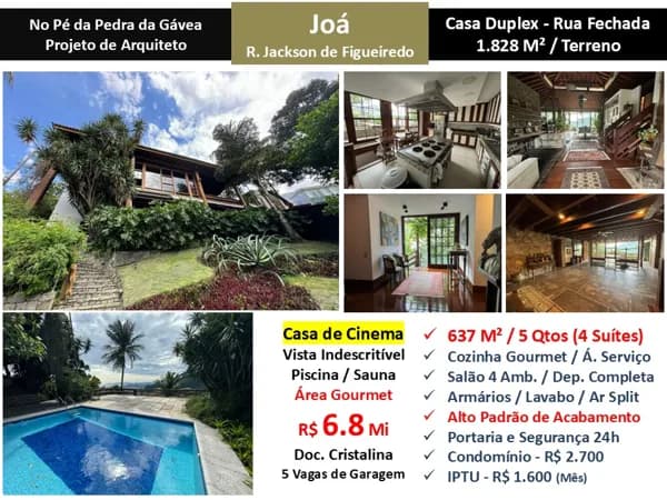 Casa Barra da Tijuca Joá Jackson de Figueiredo 637M²