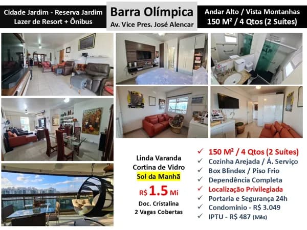Apto Barra Olímpica Cidade Jardim Reserva Jardim 150M²