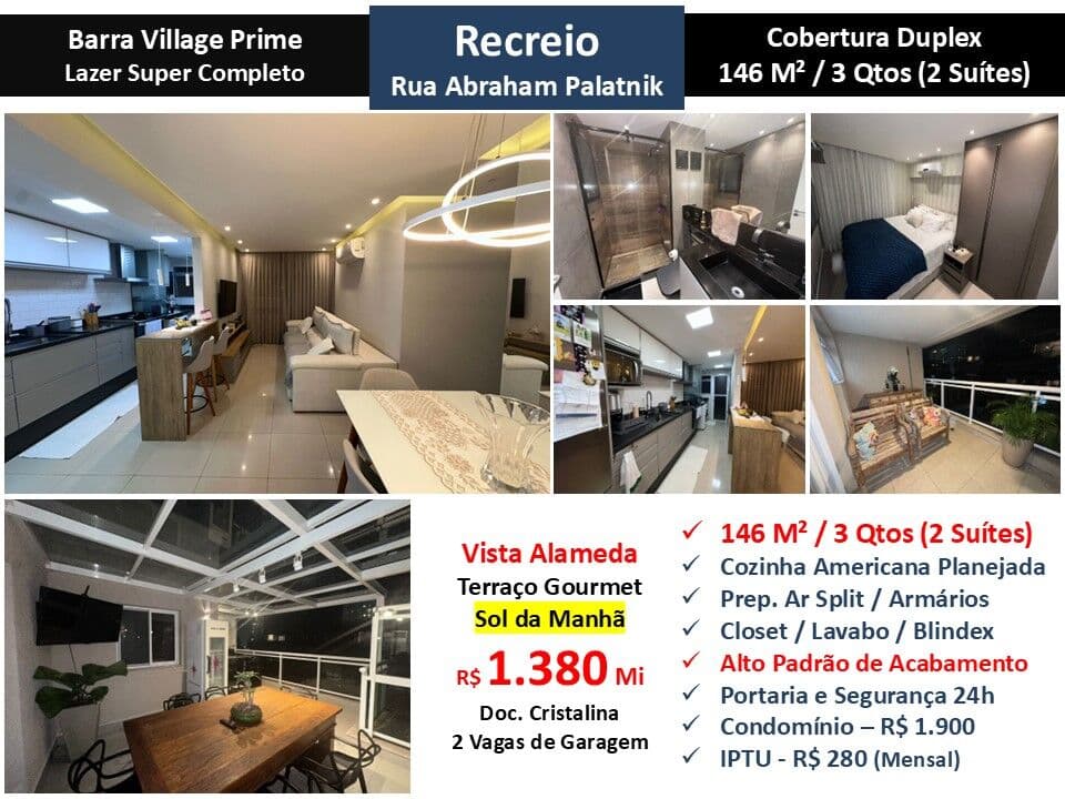 Cob Recreio Barra Village Prime 146M²