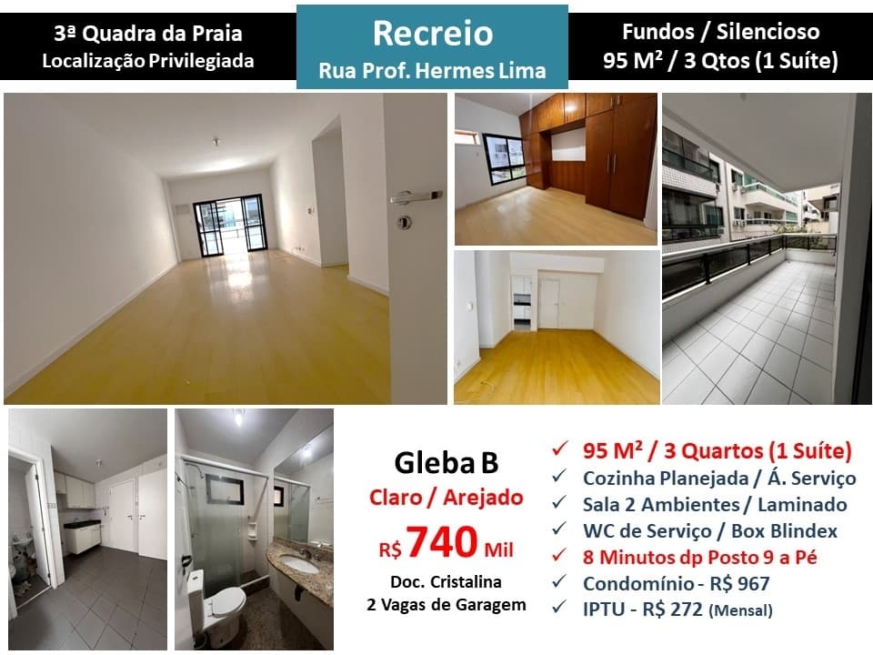 Apto Recreio Gleba B Hermes de Lima 95M²