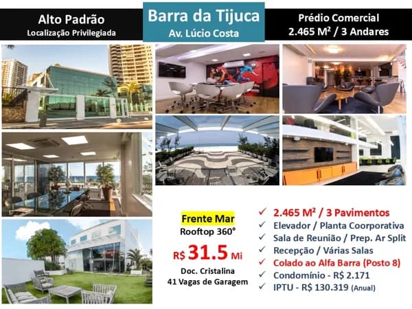 Prédio Barra da Tijuca Praia Lúcio Costa 2465M²