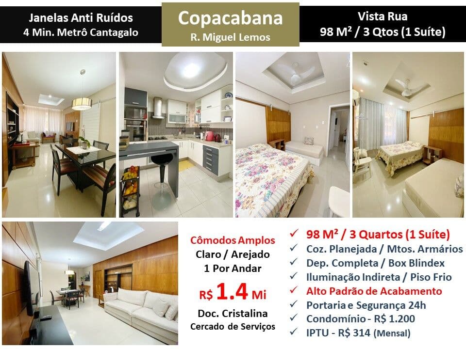 Apto Copacabana Miguel Lemos 98M²
