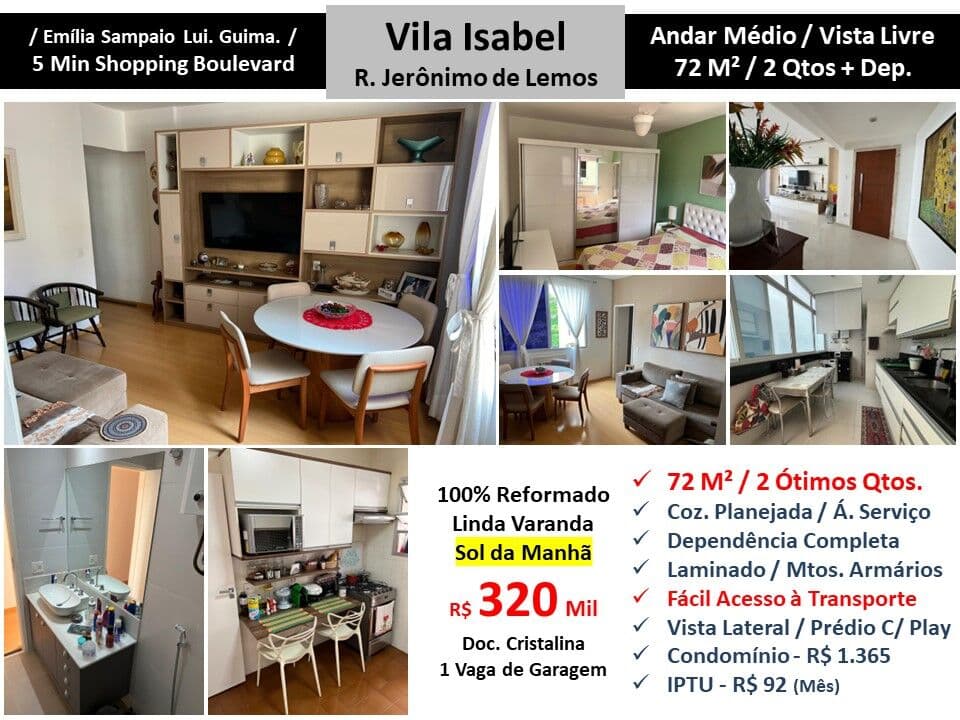 Apto Vila Isabel Jerônimo de Lemos 72M²