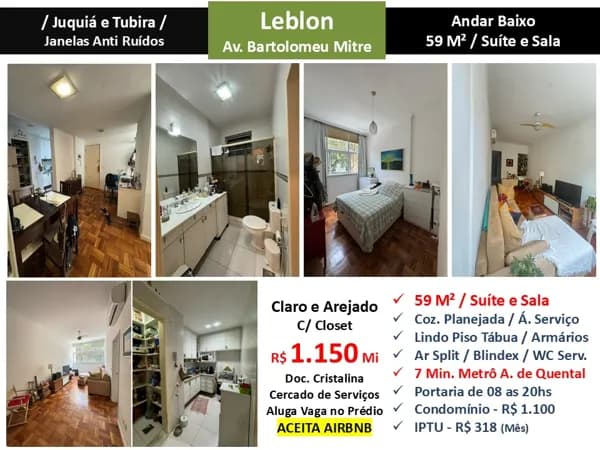 Apto Leblon Bartolomeu Mitre 59M²