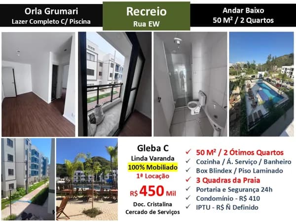 Apto Recreio Gleba C EW Orla Grumari 50M² 2